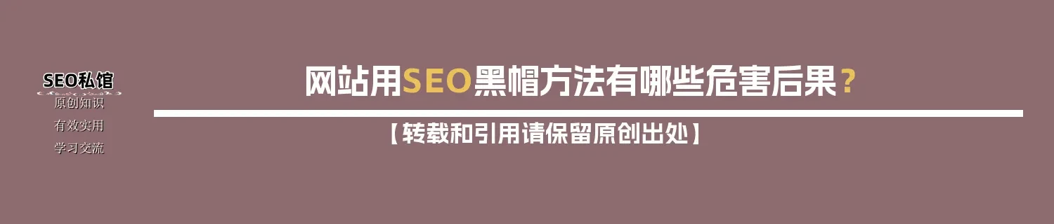 网站用SEO黑帽方法有哪些危害后果？