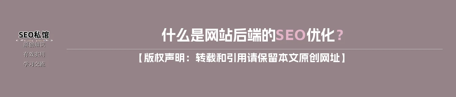 什么是网站后端的SEO优化? 什么是网站后端的SEO优化?