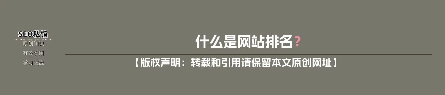 什么是网站排名？